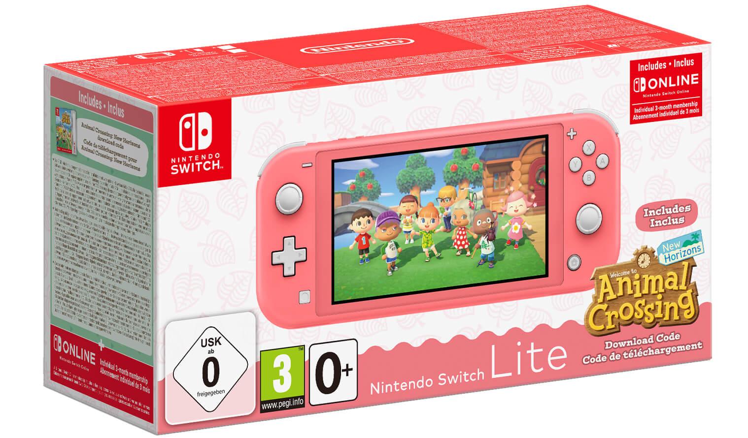 Nintendo Switch LITE коралловый + Animal Crossing: New Horizons + NSO 3мес.