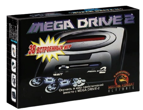 Игровая приставка Sega MD2 (2 джойстика+38 игр с Mortal Kombat U3) (Супер качество)